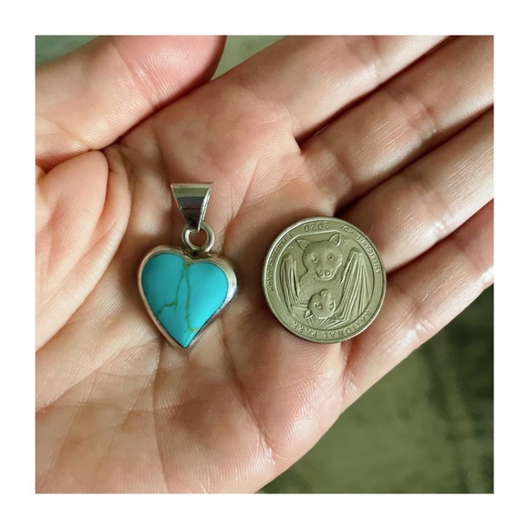 Vintage Taxco Turquoise Pendant 70s - Picture 2 of 3